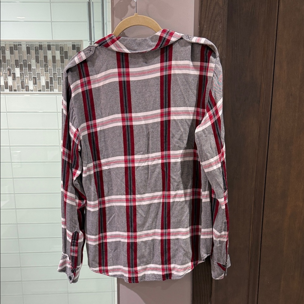 Sanctuary Red and Gray Plaid Button-Up Top - Picture 3 of 3